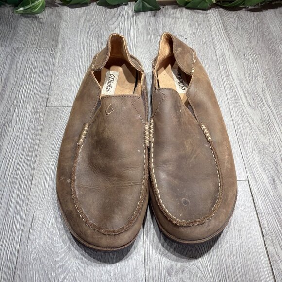 Olukai Moloa Men\'s Leather Slip On Shoes Water Beach Brown Size 13 main image 6